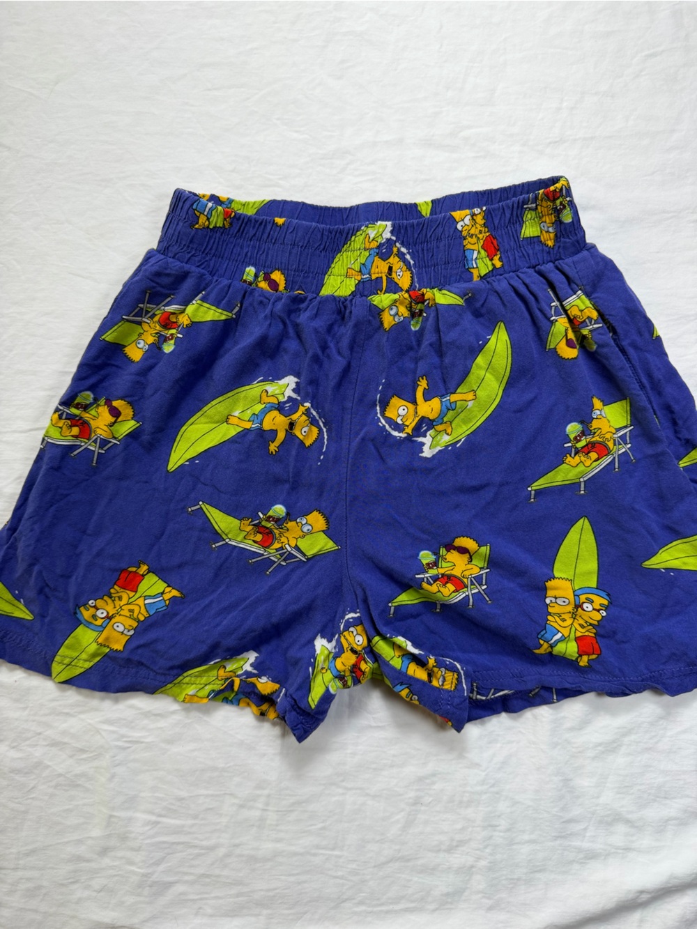 Blue Simpsons Print Women's Lounge Shorts